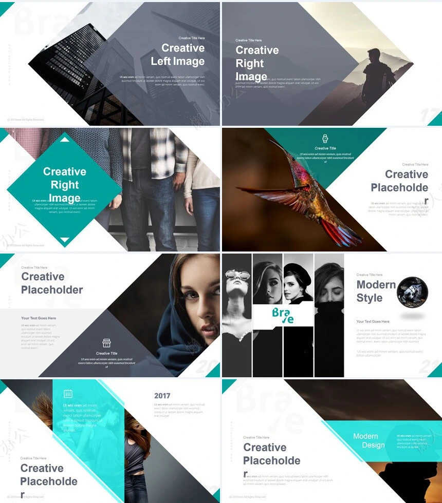 高级蓝时尚欧美风通用PPT模板