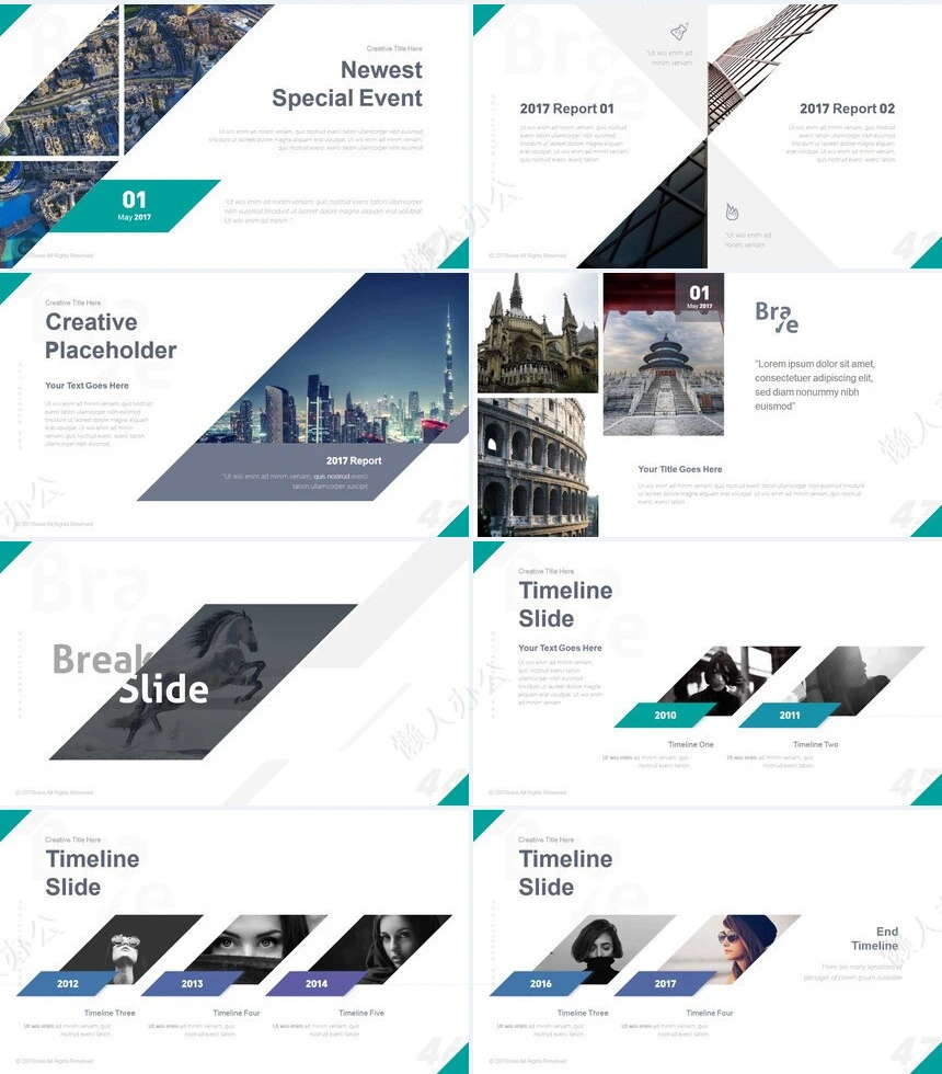 高级蓝时尚欧美风通用PPT模板