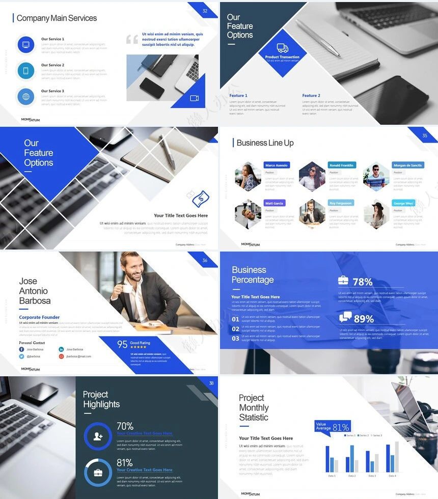 黑蓝高级欧美风公司简介商务报告PPT模板