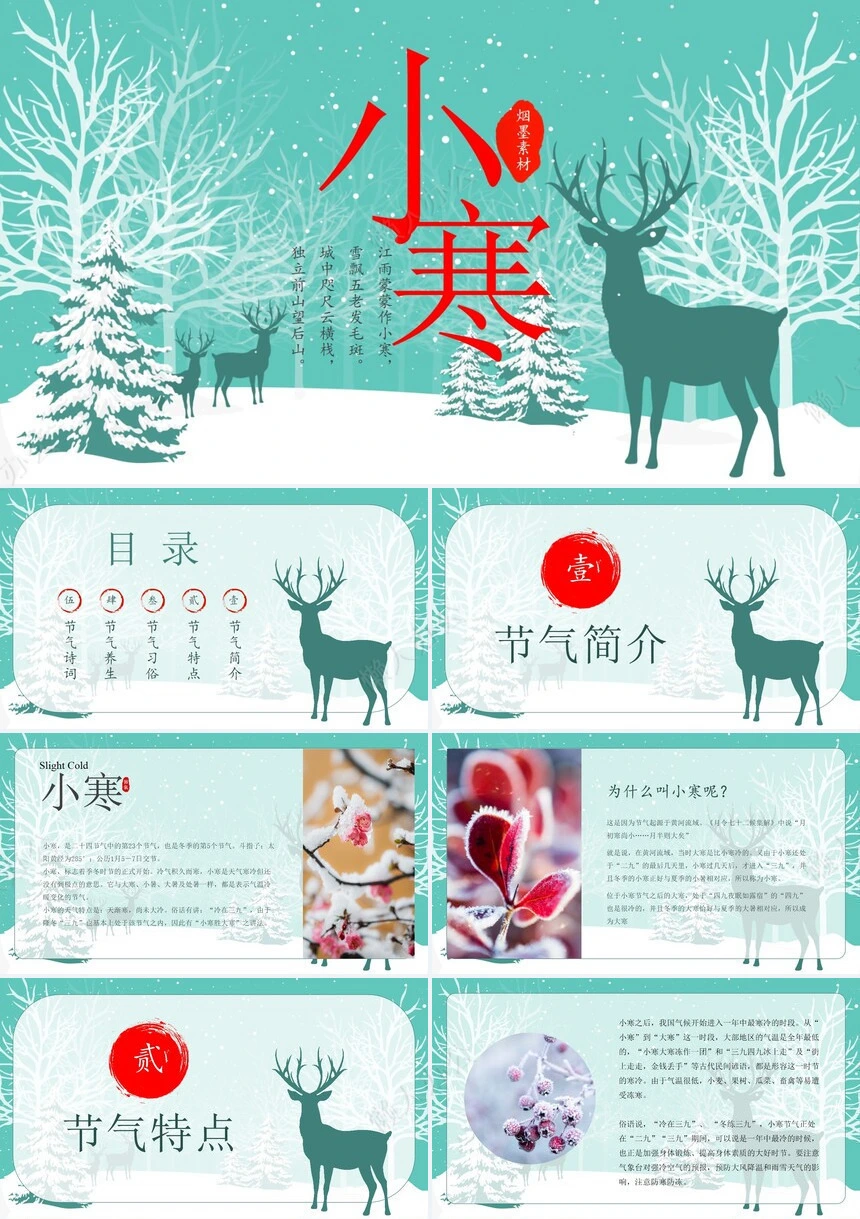 二十四节气小寒通用PPT模板(11)