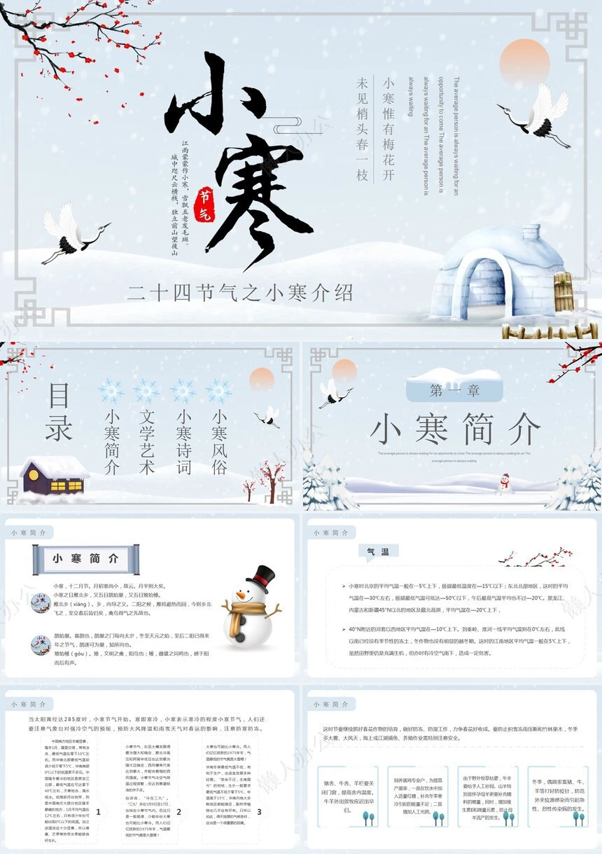 二十四节气小寒通用PPT模板(17)