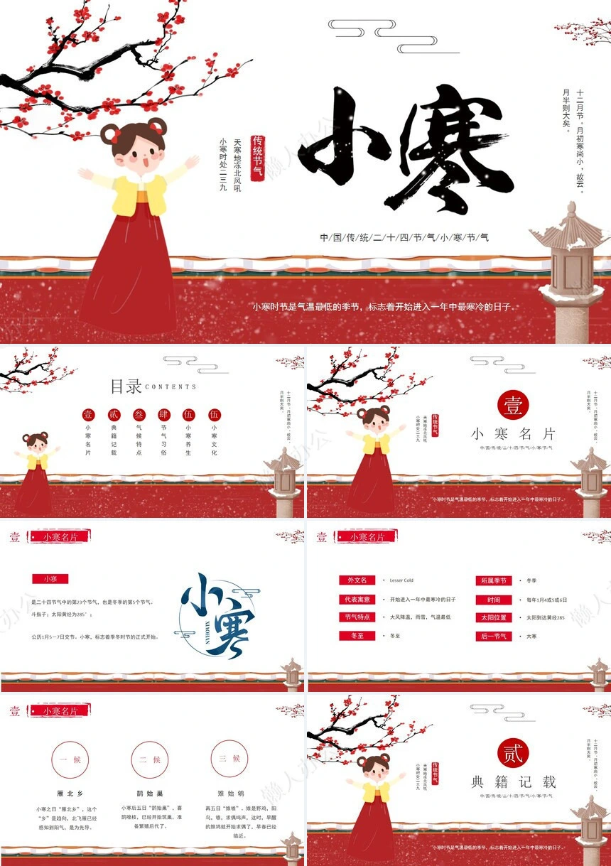 二十四节气小寒通用PPT模板(46)