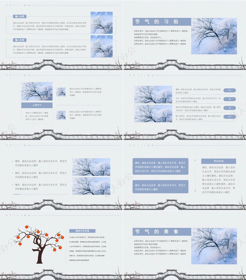 二十四节气小寒通用PPT模板(5)