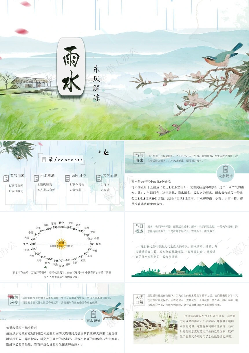 二十四节气雨水通用PPT模板(25)
