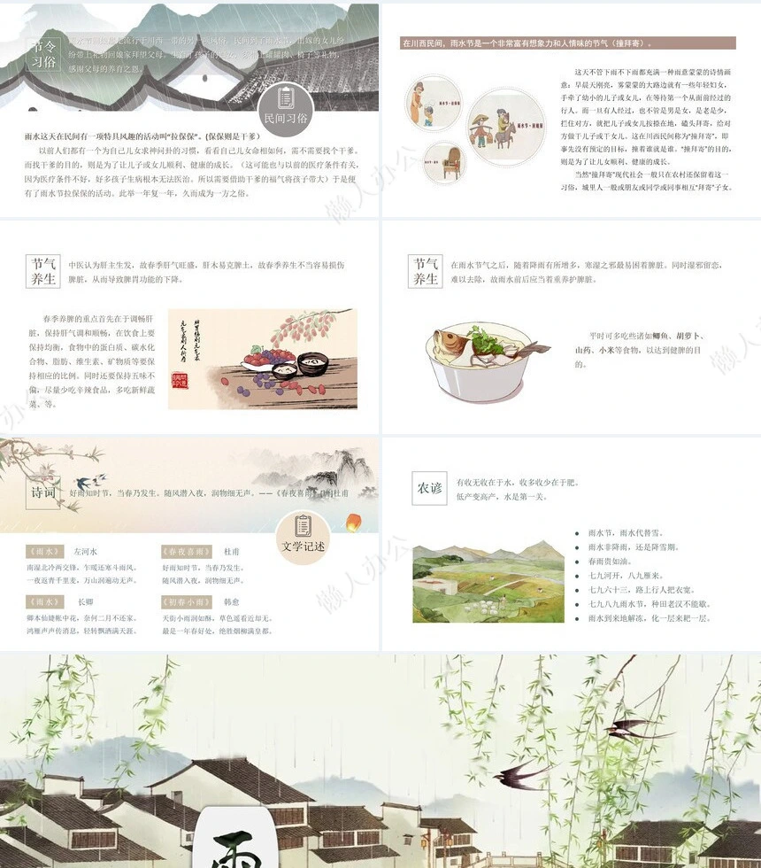 二十四节气雨水通用PPT模板(25)