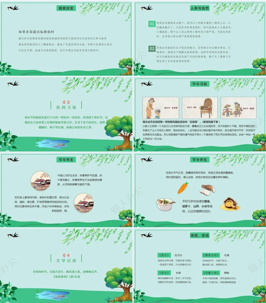 二十四节气雨水通用PPT模板(26)