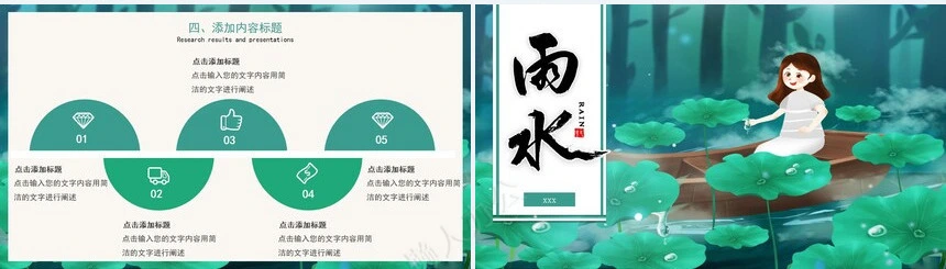 二十四节气雨水通用PPT模板(8)