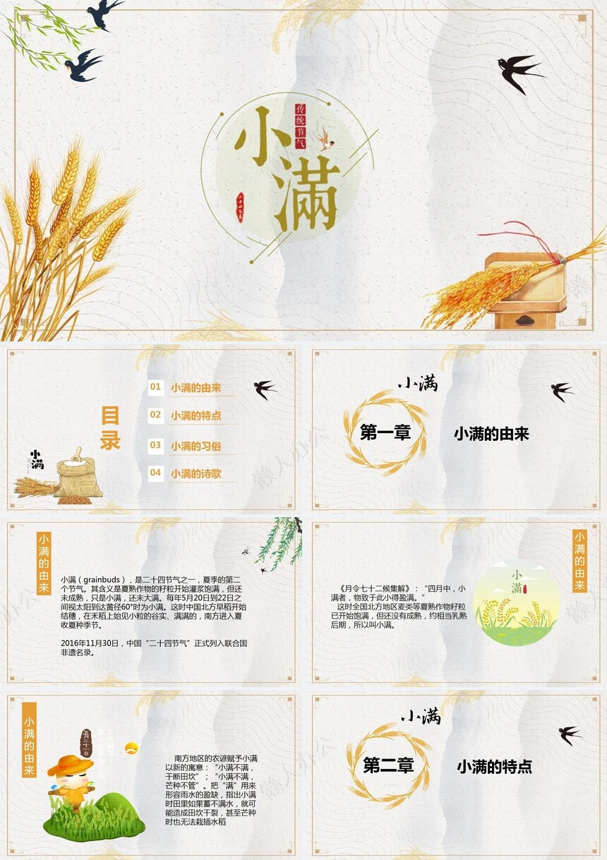 二十四节气小满通用PPT模板(12)