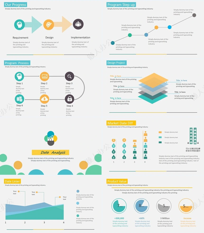 简约图表商务汇报PPT模板