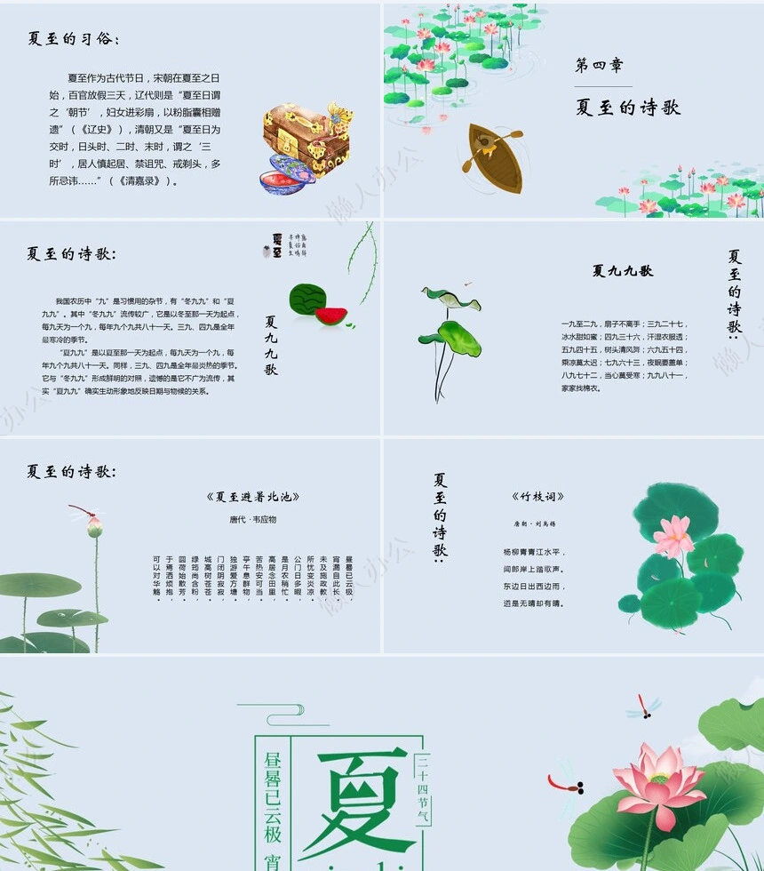 二十四节气夏至通用PPT模板(11)