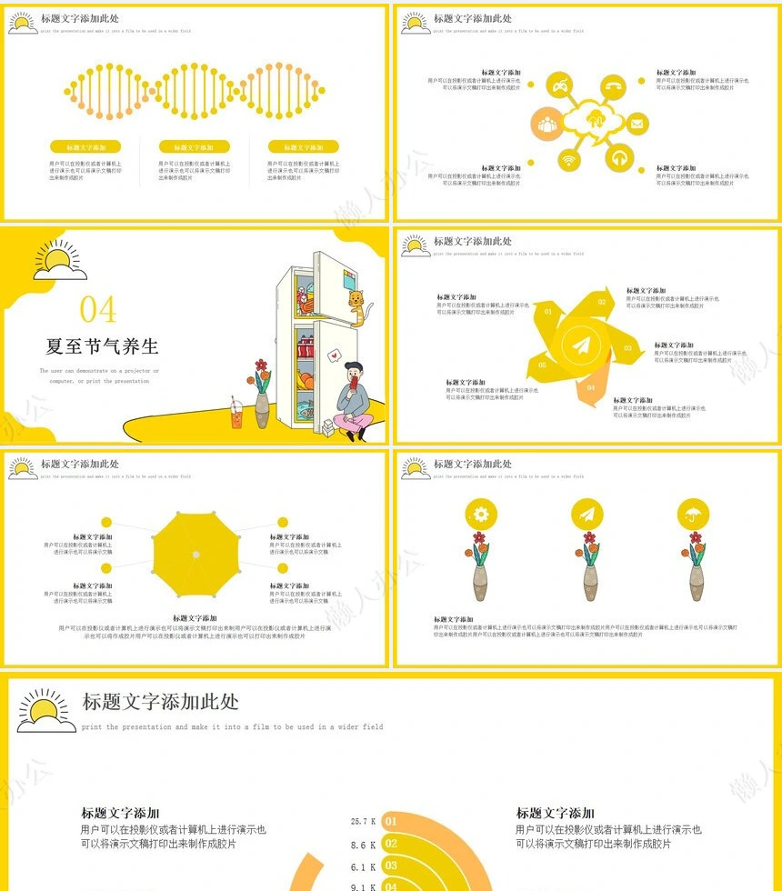 二十四节气夏至通用PPT模板(14)