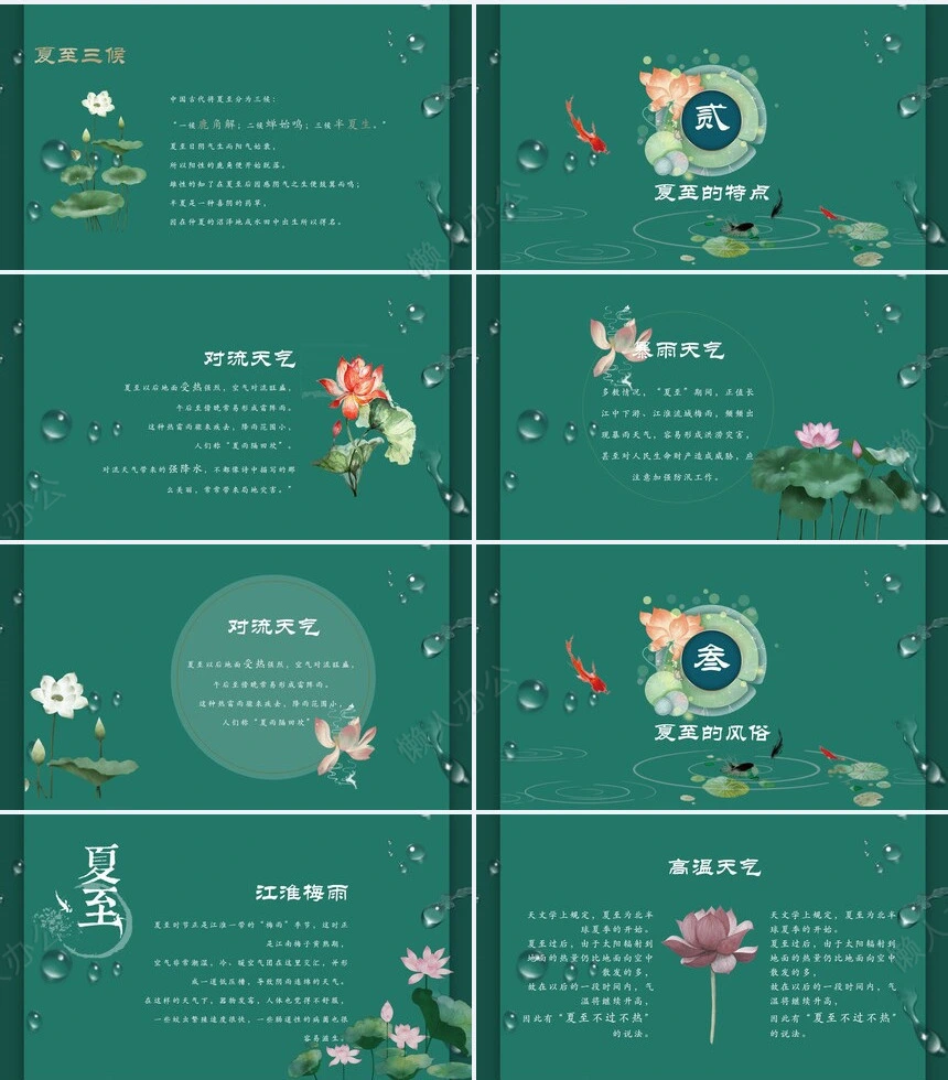 二十四节气夏至通用PPT模板(16)