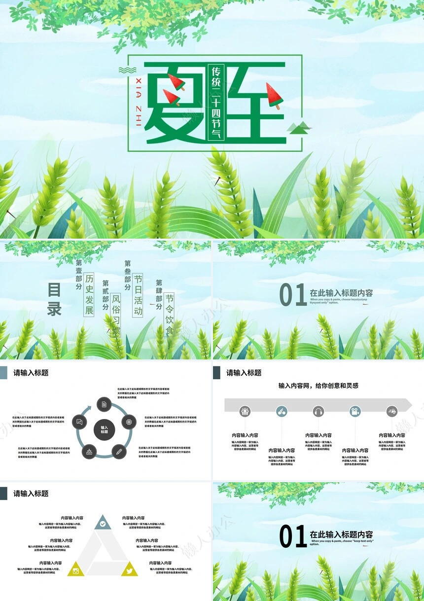 二十四节气夏至通用PPT模板(17)
