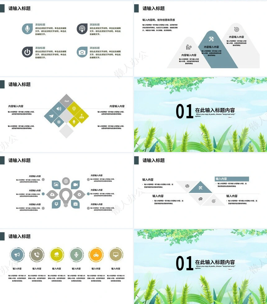二十四节气夏至通用PPT模板(17)