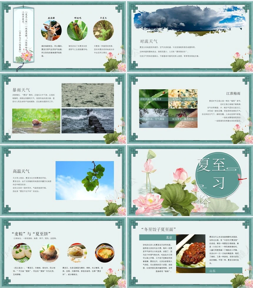 二十四节气夏至通用PPT模板(23)