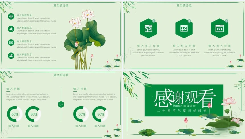 二十四节气夏至通用PPT模板(24)