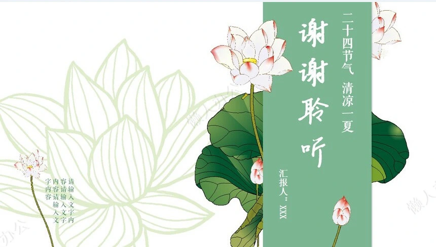 二十四节气夏至通用PPT模板(3)