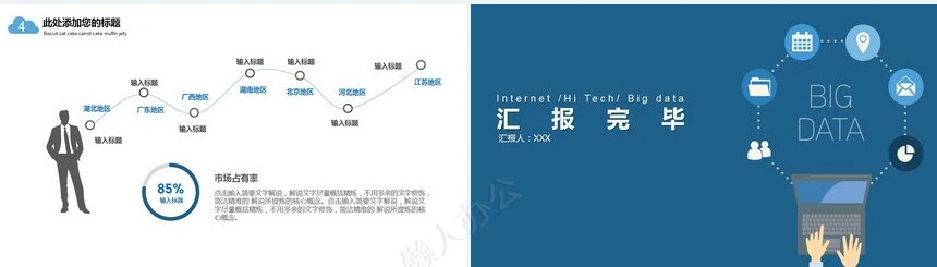 蓝色科技通用PPT模板公司简介商务报告项目展示