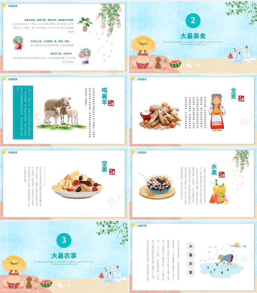 二十四节气大暑通用PPT模板(7)