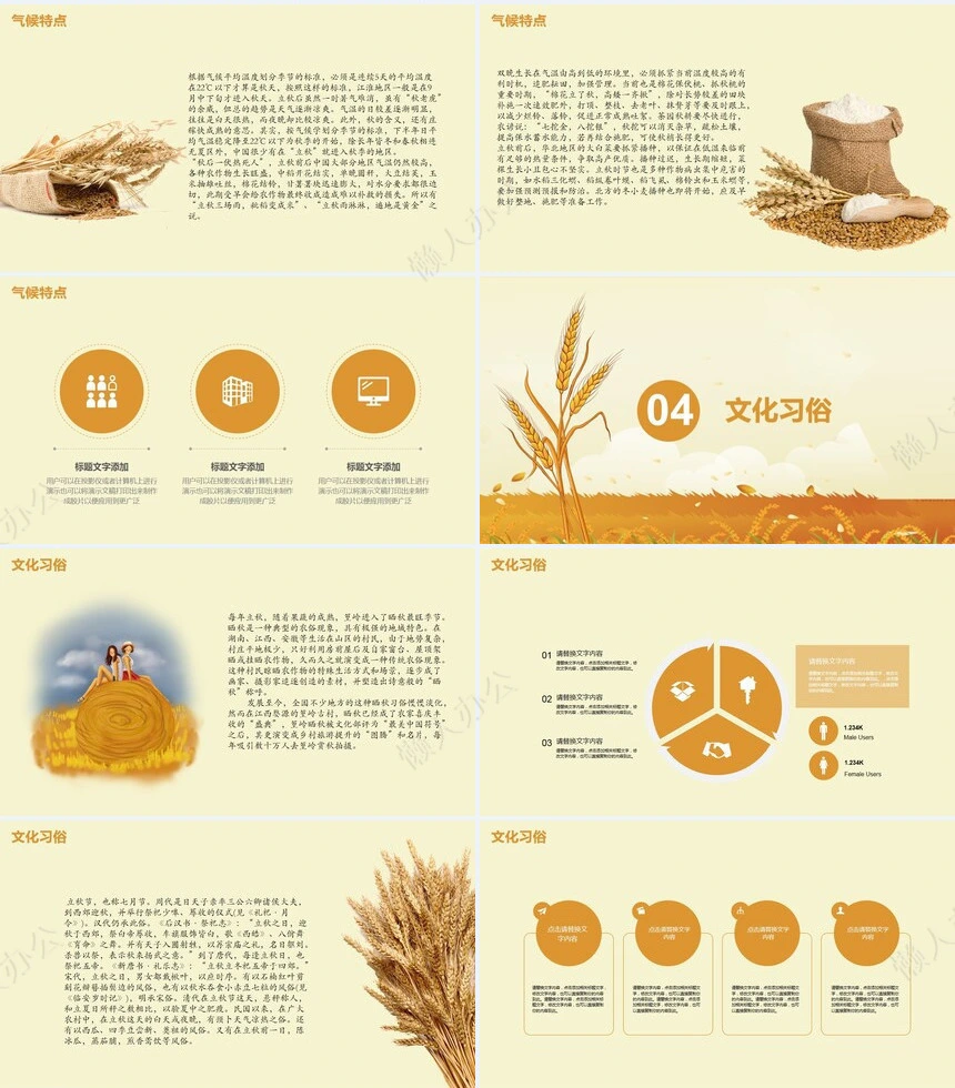 二十四节气立秋通用PPT模板(20)