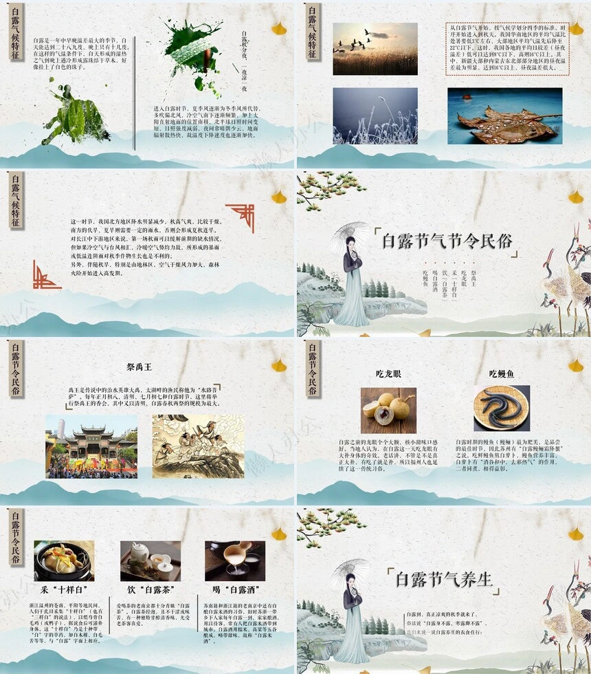 二十四节气白露通用PPT模板(3)