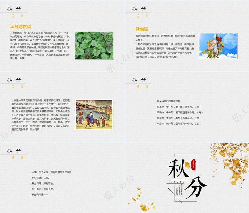 二十四节气秋分通用PPT模板(16)