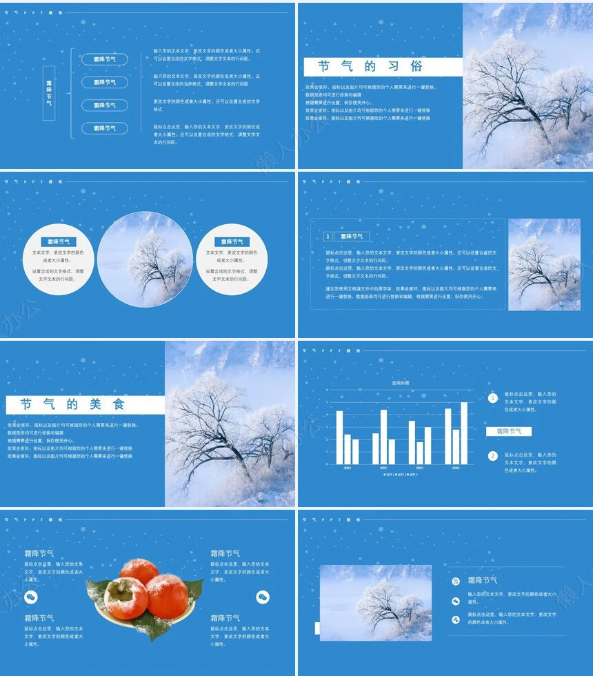 二十四节气霜降通用PPT模板(18)
