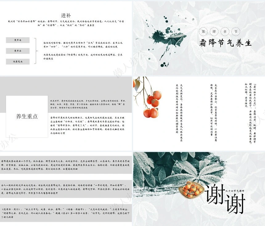 二十四节气霜降通用PPT模板(24)