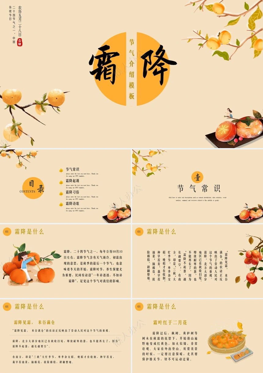 二十四节气霜降通用PPT模板(39)