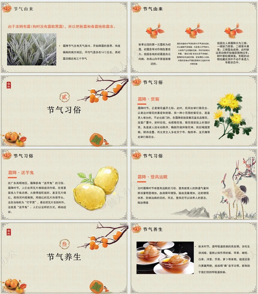 二十四节气霜降通用PPT模板(41)