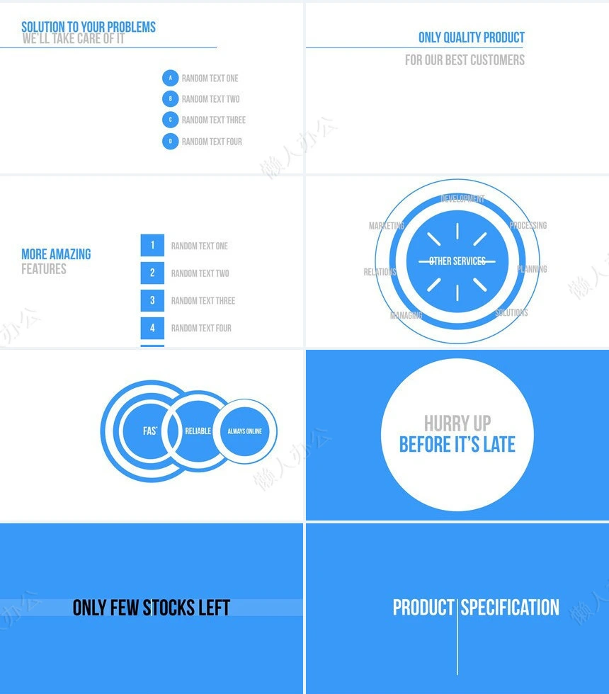 蓝色欧美快闪PPT模板