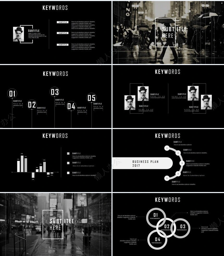 摄影设计欧美黑色快闪ppt模板