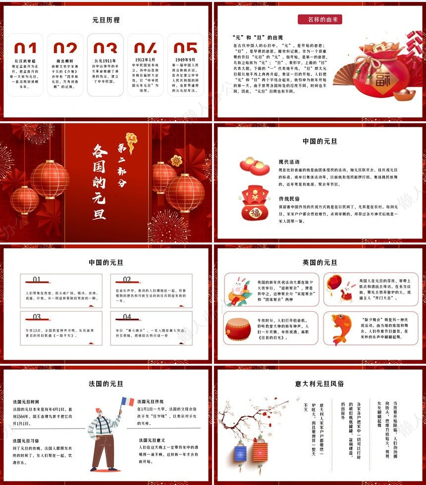 元旦节节日PPT模板(80)