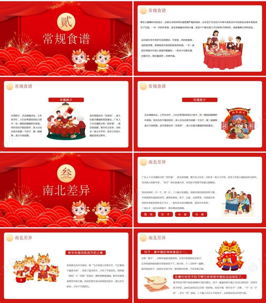 除夕年夜饭通用PPT模板(6)