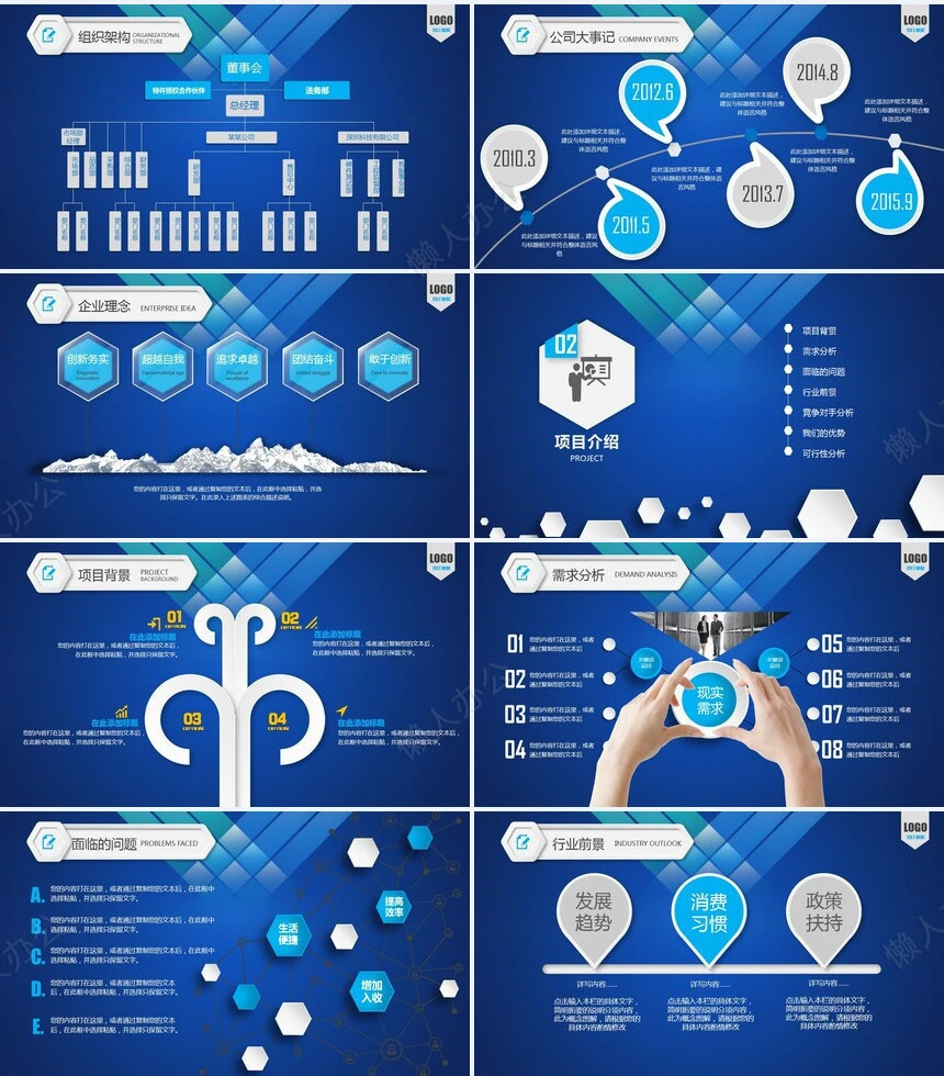 蓝色大气科技商业策划计划书PPT模板