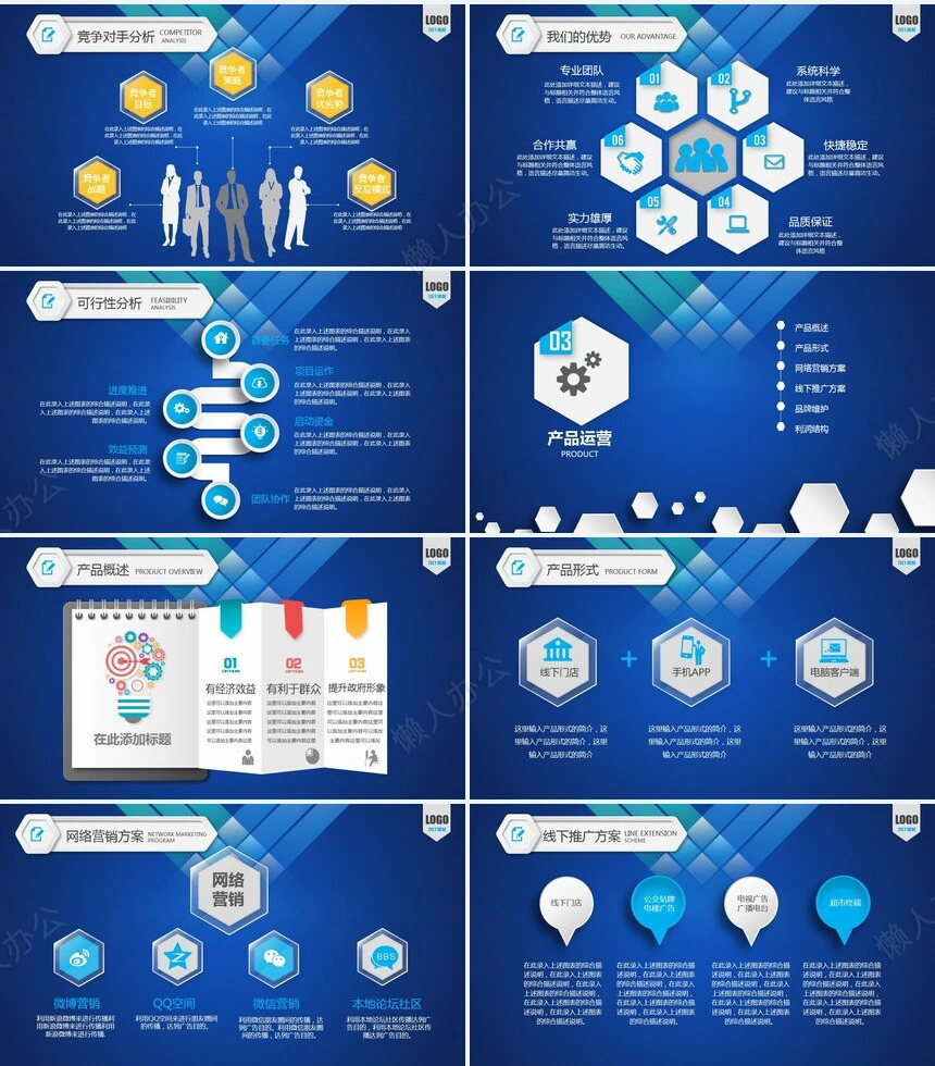 蓝色大气科技商业策划计划书PPT模板