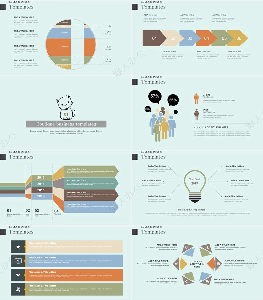 欧美卡通小猫PPT模板