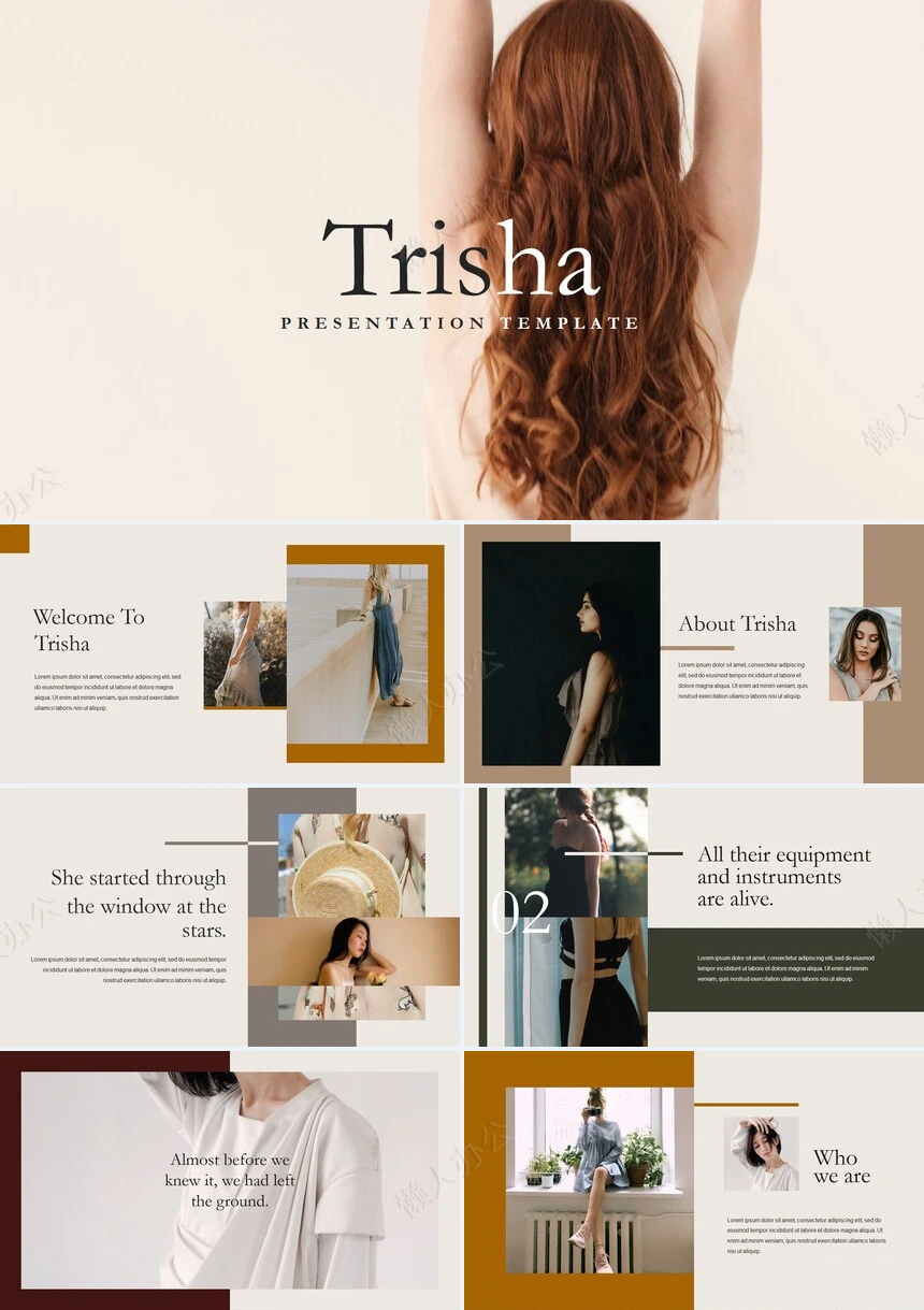 文艺时尚杂志风通用PPT模板