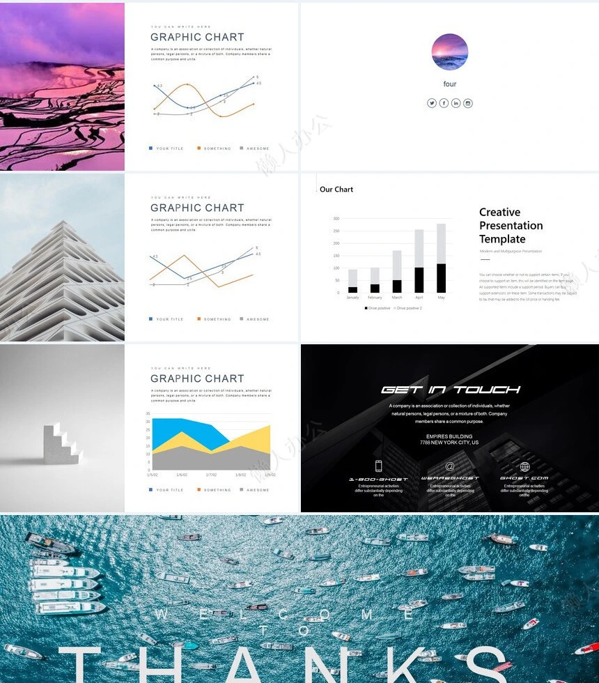 欧美图表数据大海轻奢品牌宣传公司简介PPT模板