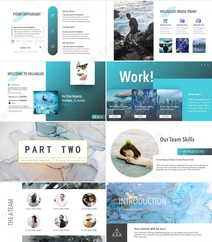 大海背景高端大气欧美风品牌策划设计PPT模板