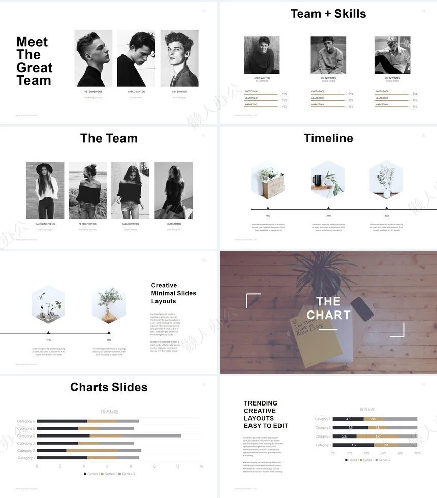 北欧ins表格图片家居设计家具装修设计通用PPT模板