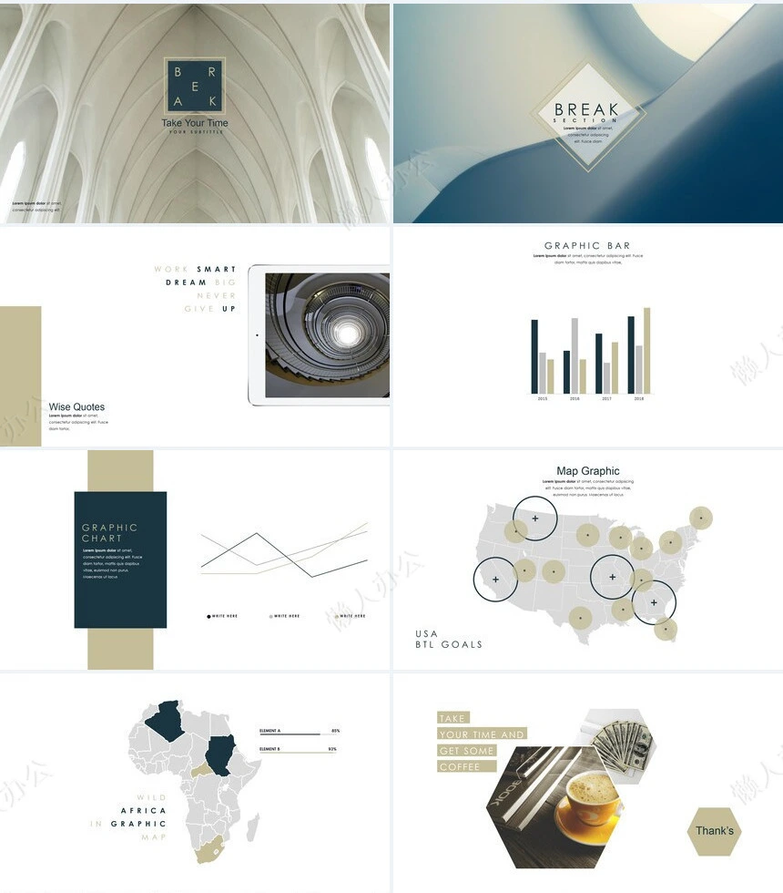 北欧INS风景家具装修设计通用PPT模板