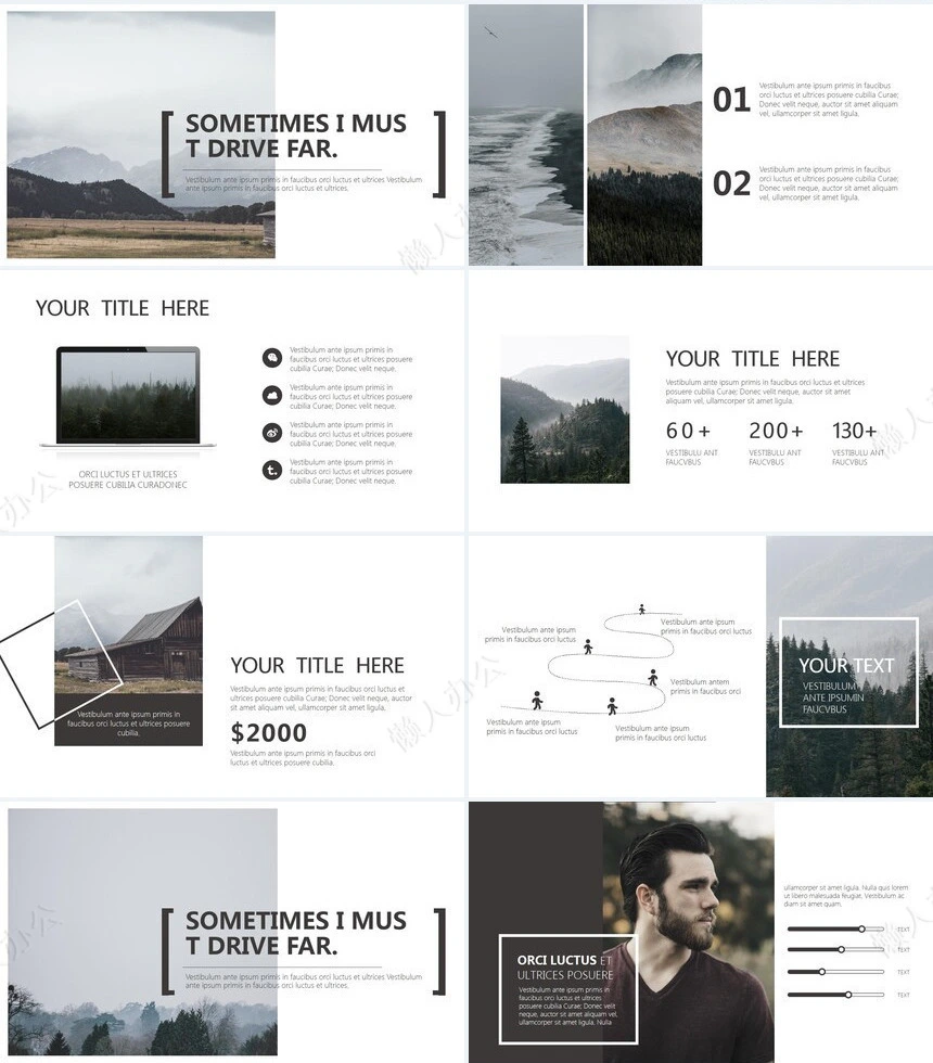 文艺北欧风高端品牌宣传通用PPT模板