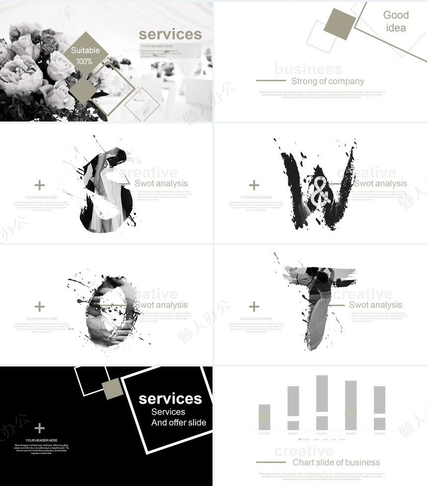 淡雅北欧婚纱摄影广告策划PPT模板