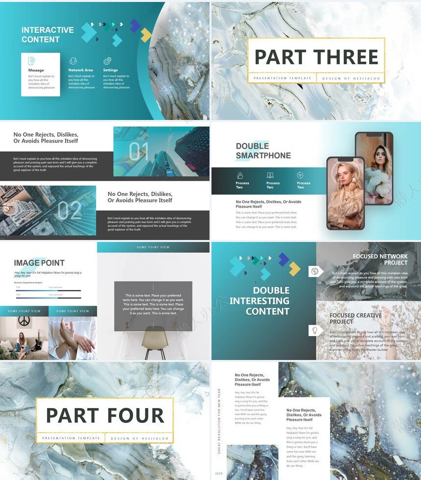 大海时尚欧美风科技产品通用PPT模板