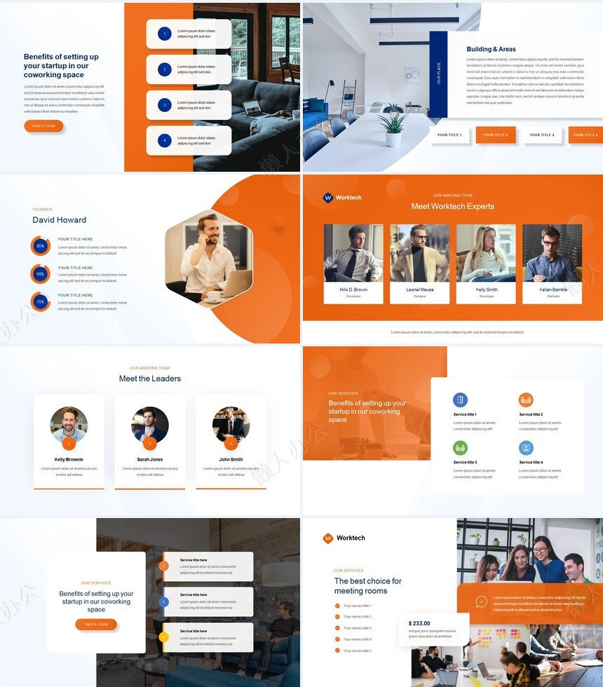 橙蓝高级色调公司宣传项目策划PPT模板