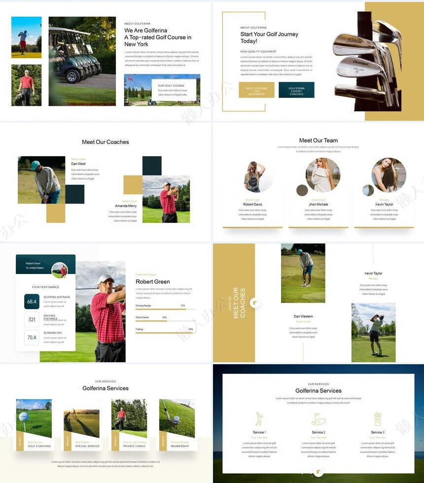 欧美时尚高尔夫体育运动户外活动项目策划PPT模板