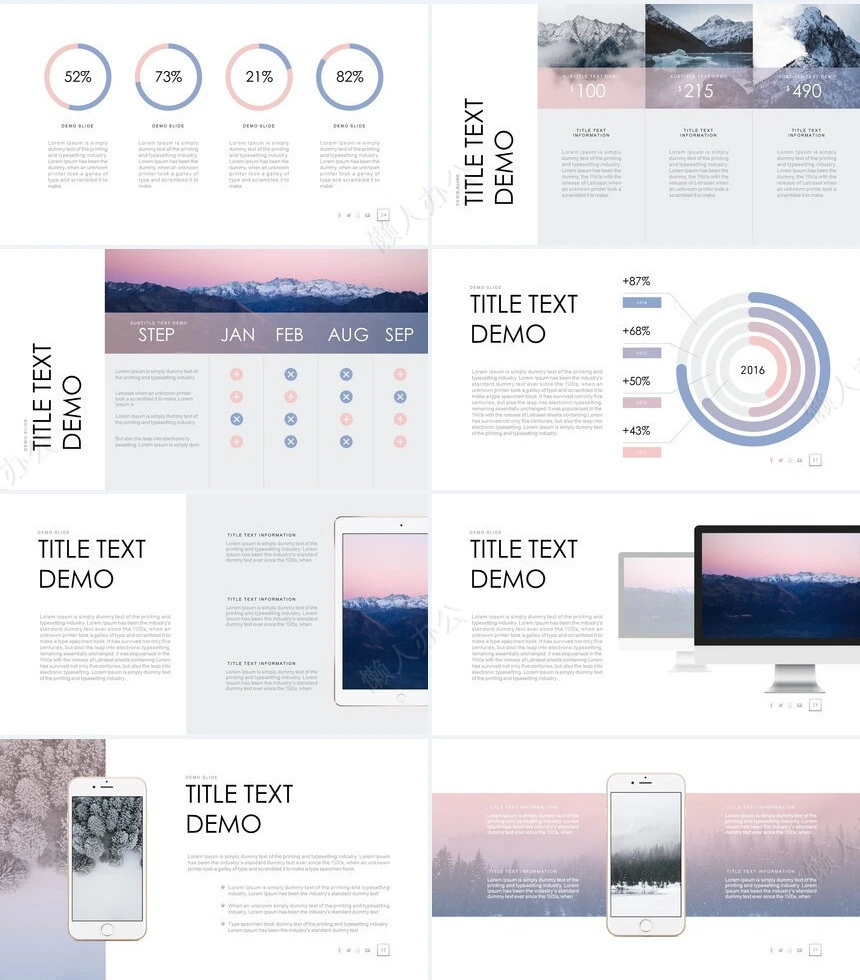 淡雅欧美风PPT模板
