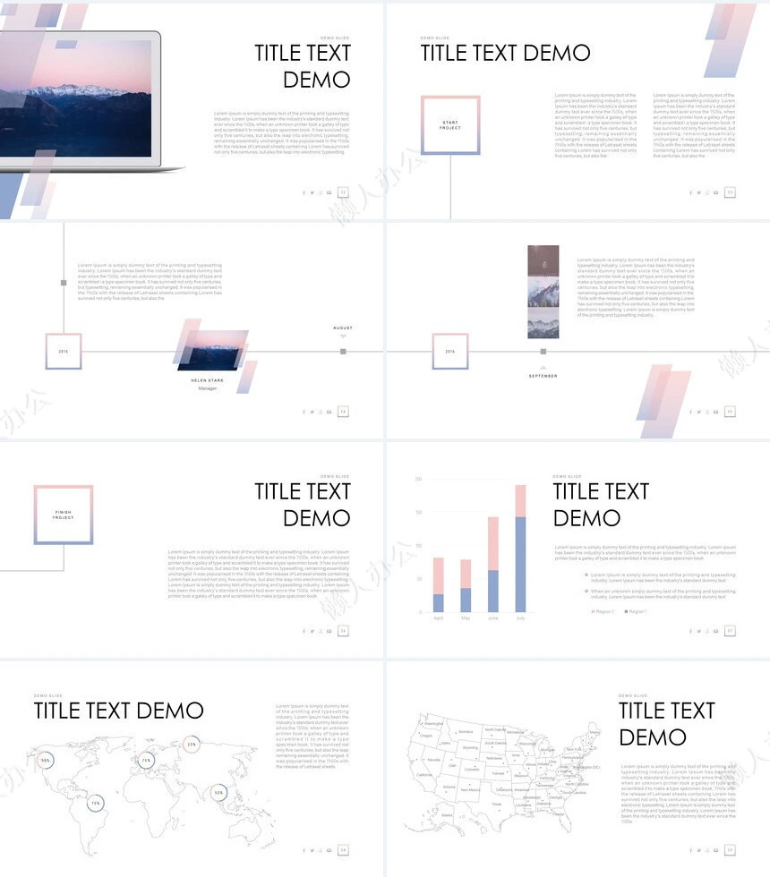 淡雅欧美风PPT模板