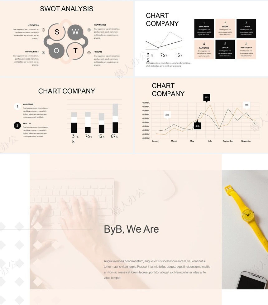 淡雅黄极欧美风PPT模板